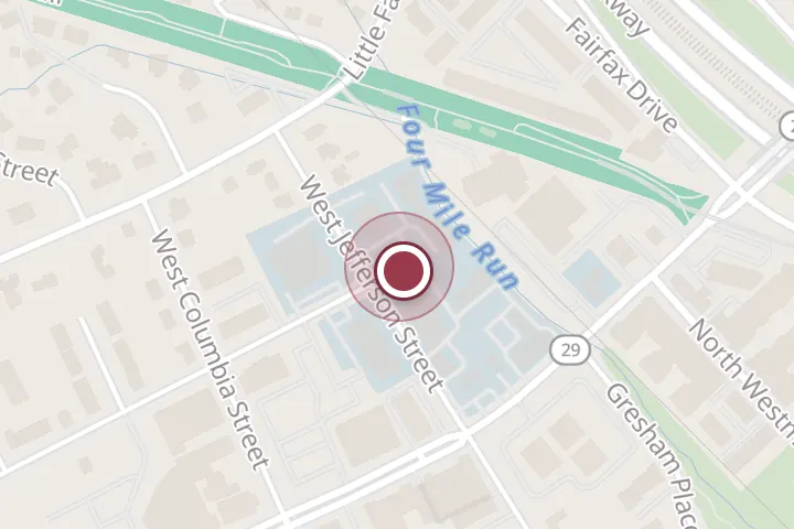 Street map around 120 W Jefferson St, Falls Church, with a pin at A-A Auto Services Inc