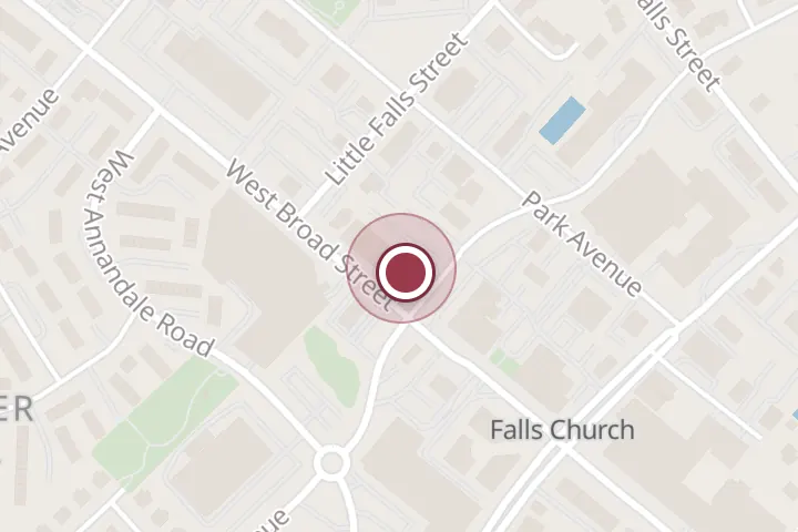 Street map around 234 W Broad St, Falls Church, with a pin at A & V Carpet & Sofa Cleaning