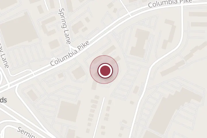 Street map around 5649 Columbia Pike, Falls Church, with a pin at Ace Insurance Services of Virginia, Inc.