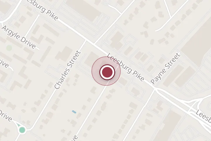 Street map around 3400 Washington Drive Unit:C, Falls Church, with a pin at AFANDINA HOOKAH LOUNGE