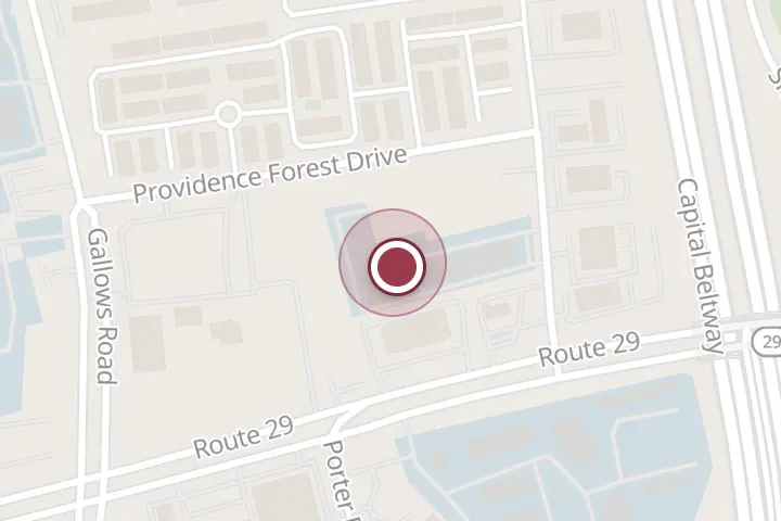 Street map around 2862 Hartland Rd, Falls Church, with a pin at Air 1 Mechanical Fairfax Heating, Cooling, Plumbing