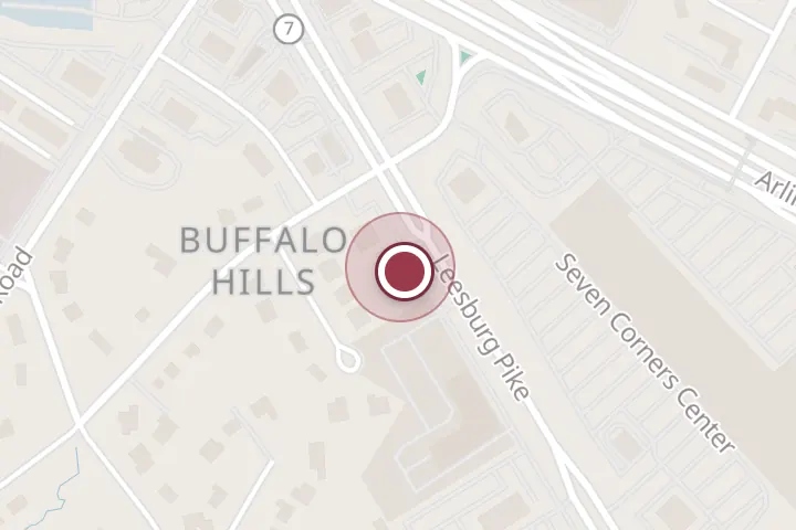 Street map around 6269 Leesburg Pike #211, Falls Church, with a pin at Alamo Insurance Agency