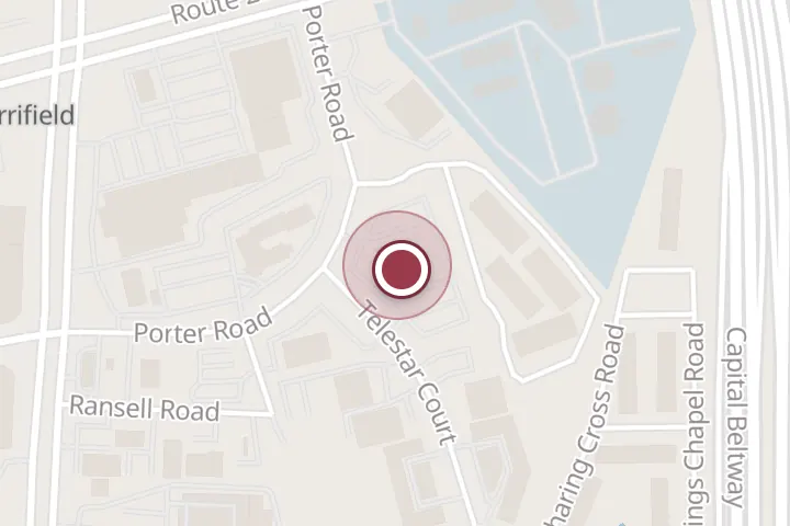 Street map around 2901 Telestar Ct Ste 200, Falls Church, with a pin at Alexander G. Truesdell, MD, FACC, FSCAI, FSVM