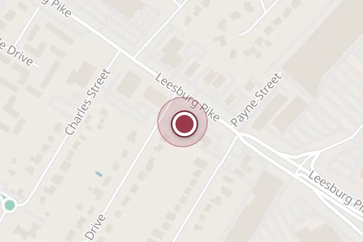 Street map around 5881 Leesburg Pike #301, Falls Church, with a pin at All American Pest Control