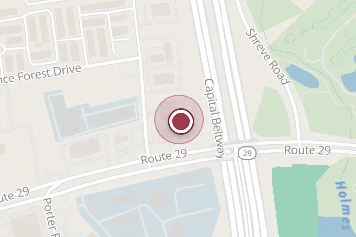 Street map around 2841 Hartland Rd Ste 103, Falls Church, with a pin at Alonge Enterprises Ltd