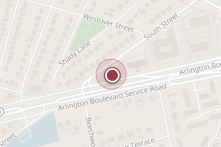 Street map around 6436 Arlington Blvd, Falls Church, with a pin at American Lube Service Center