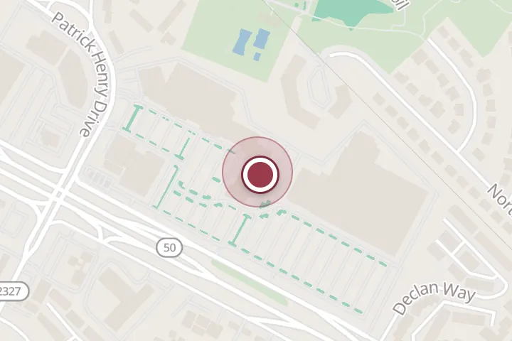 Street map around 6110 Arlington Blvd, Falls Church, with a pin at &pizza