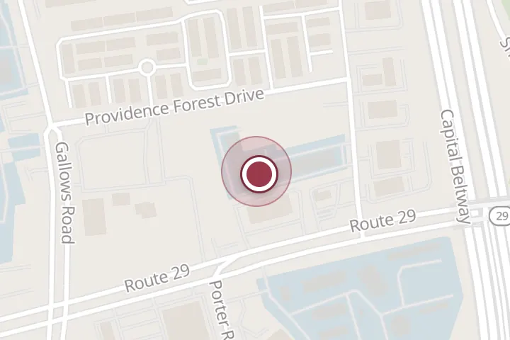 Street map around 2860 Hartland Rd, Falls Church, with a pin at Andy's Lawn & Landscape