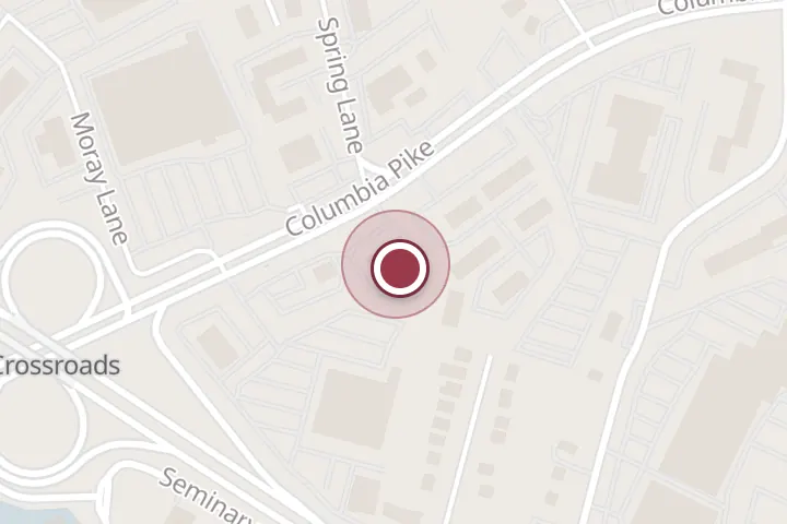Street map around 5701-D Columbia Pike, Falls Church, with a pin at Apple Federal Credit Union