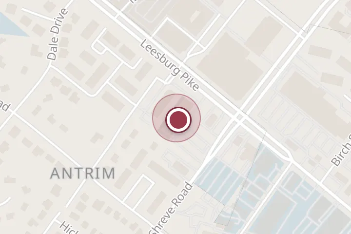 Street map around 7115 Leesburg Pike STE 315, Falls Church, with a pin at Arlington Clinic