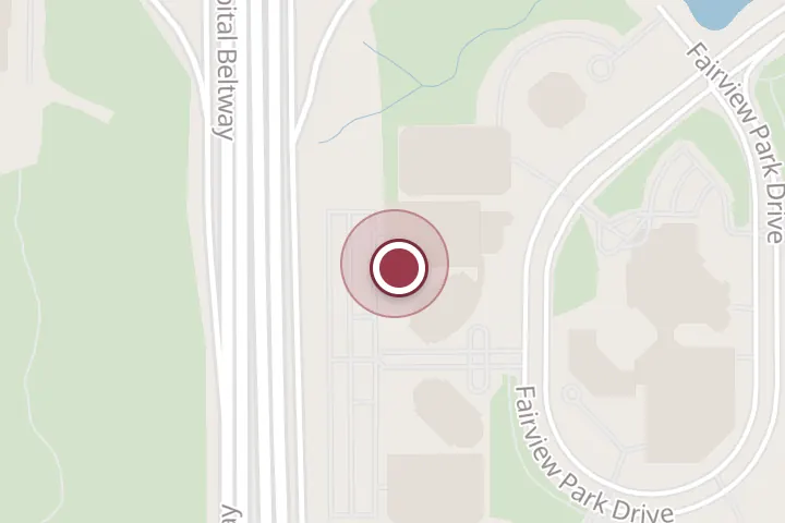 Street map around 3120 Fairview Park Dr Unit 110, Falls Church, with a pin at Artsé Aesthetics