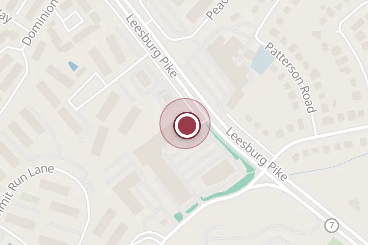 Street map around 7511 Leesburg Pike #103, Falls Church, with a pin at Astro Doughnuts & Fried Chicken