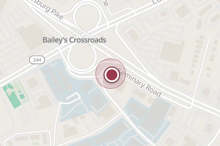 Street map around 5719 Leesburg Pike, Falls Church, with a pin at AVS Heating and Air Conditioning Falls Church ( AC, Furnace and Appliance Repair)