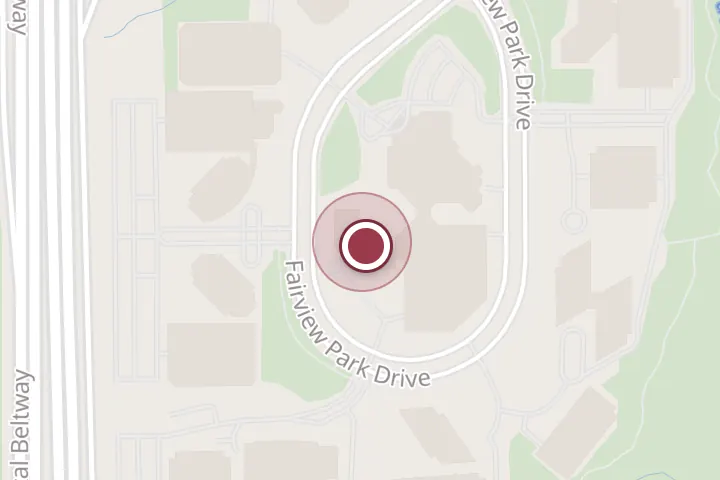 Street map around 3141 Fairview Park Dr #250, Falls Church, with a pin at Axa Equitable: Adelman Milton