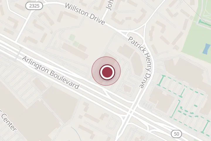 Street map around 6196 Arlington Blvd, Falls Church, with a pin at Bailey's Health Center: Hammouda Hesham M A MD