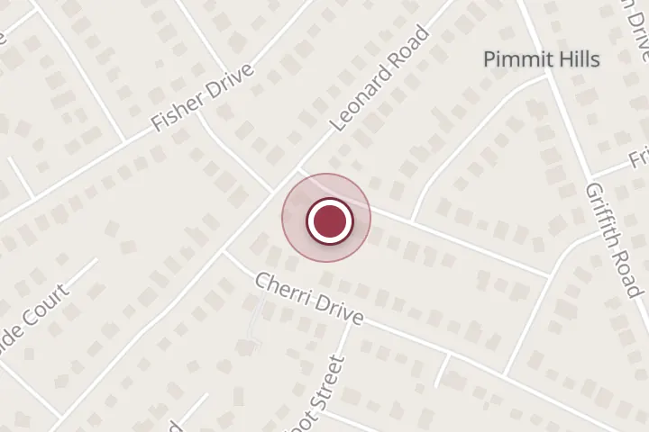 Street map around 1350, 7423 Bethune St, Falls Church, with a pin at Bailey's Tree Service