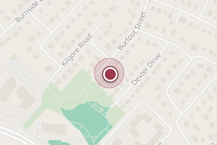 Street map around 2019 Burfoot St, Falls Church, with a pin at Barrys carpentry