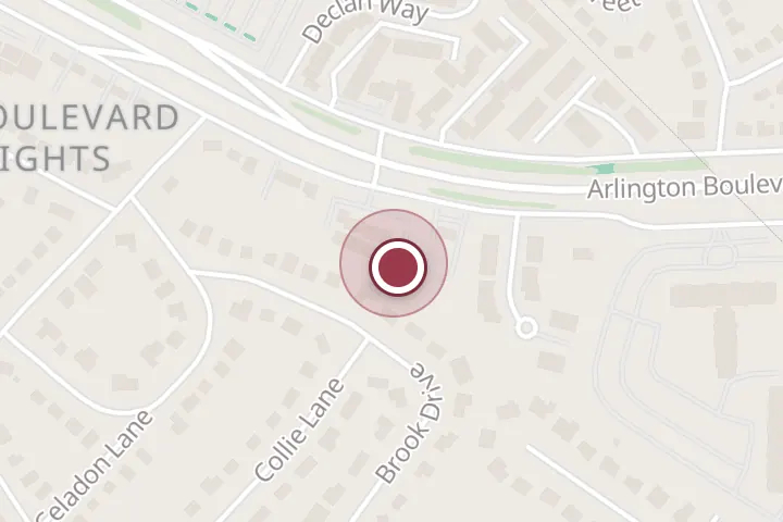 Street map around 6055b Arlington Blvd #100, Falls Church, with a pin at BeautySquared Hair Studio