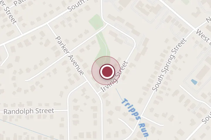 Street map around 236 Irving St, Falls Church, with a pin at Berman Park