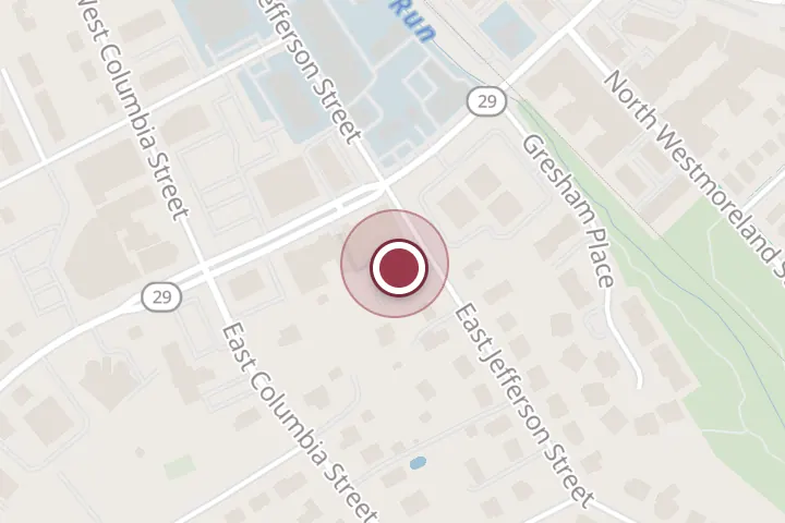 Street map around 450 N Washington St Suite M, Falls Church, with a pin at Better Homes and Gardens Real Estate Premier
