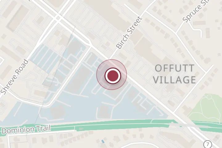 Street map around 1119 W Broad St, Falls Church, with a pin at Beyer Volvo Cars Falls Church Service
