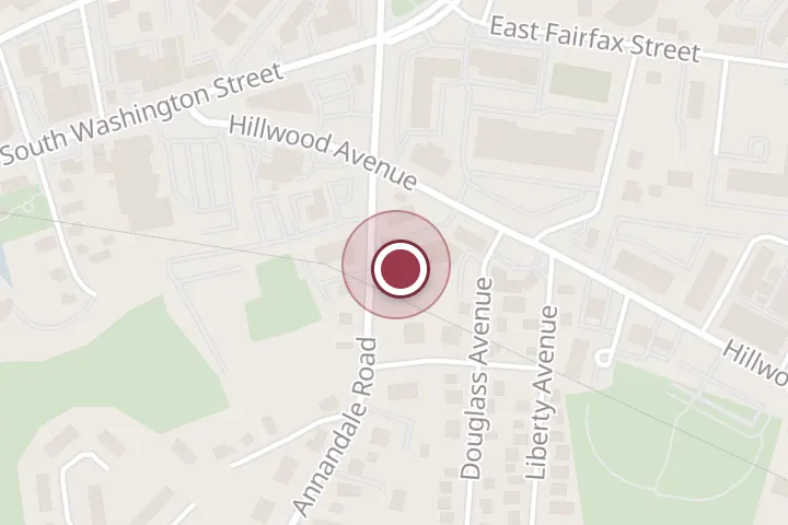 Street map around 307 E Annandale Rd #107, Falls Church, with a pin at BiBi Floors and Kitchens