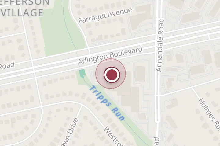 Street map around 6715 Arlington Blvd, Falls Church, with a pin at Bill Page Honda Service