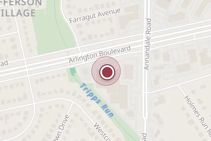 Street map around 6715 Arlington Blvd, Falls Church, with a pin at Bill Page Honda