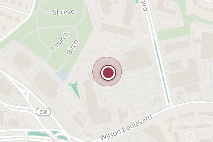 Street map around 6763 Wilson Blvd Unit 10, Falls Church, with a pin at bit bakery
