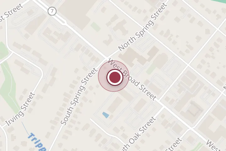 Street map around 817 W Broad St, Falls Church, with a pin at Botanologica