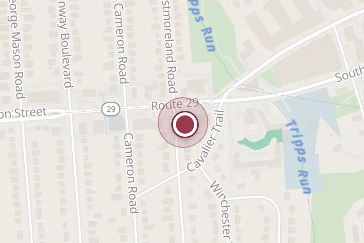 Street map around 7177 Lee Hwy, Falls Church, with a pin at Camba Café