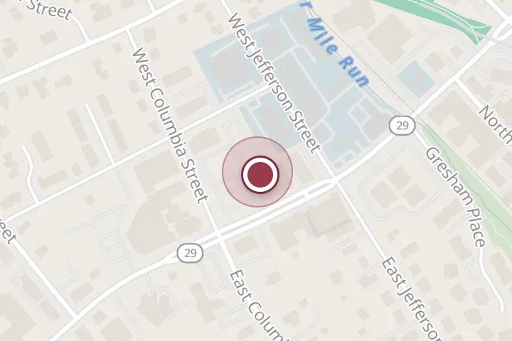 Street map around 407 N Washington St Suite 100, Falls Church, with a pin at Capital Area Pediatrics - Falls Church