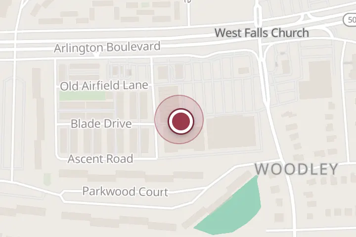 Street map around 7263A Arlington Blvd, Falls Church, with a pin at Celebrity Delly