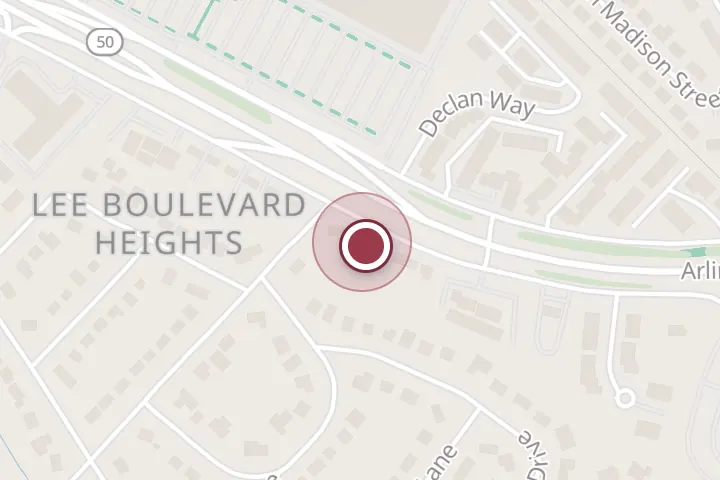 Street map around 6071 Arlington Blvd, Falls Church, with a pin at Chandler's Plumbing & Heating