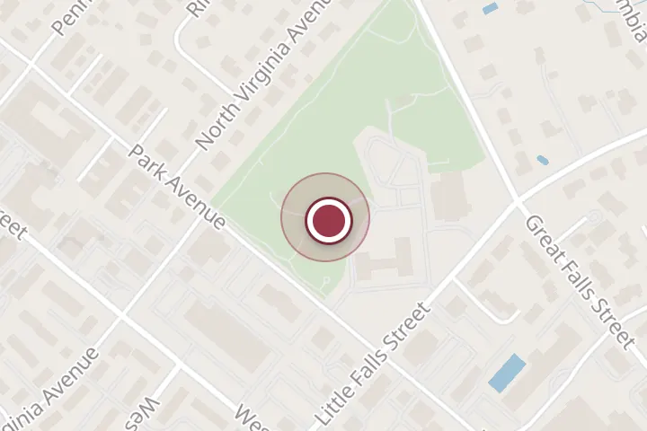 Street map around 312 Park Ave, Falls Church, with a pin at Cherry Hill Park