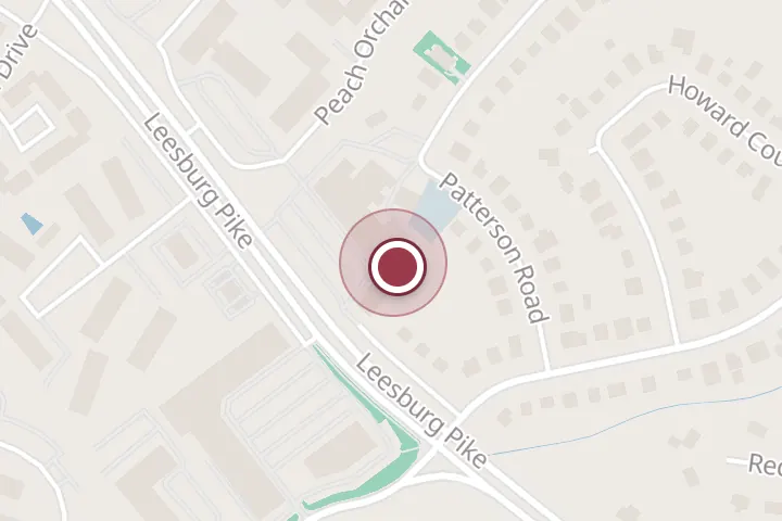 Street map around 7500 Leesburg Pike, Falls Church, with a pin at China King Restaurant V