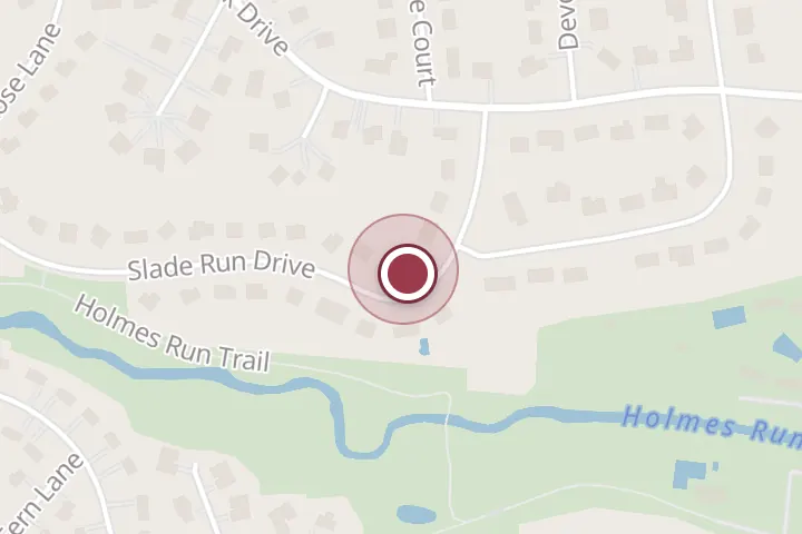 Street map around 3529 Slade Run Dr, Falls Church, with a pin at Classic Stonescaping & Gardens