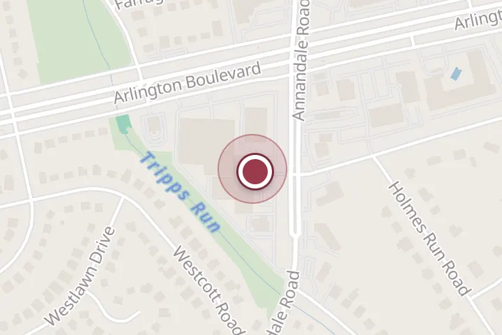 Street map around 3000 Annandale Rd Suite 105, Falls Church, with a pin at Closet and More- Falls Church