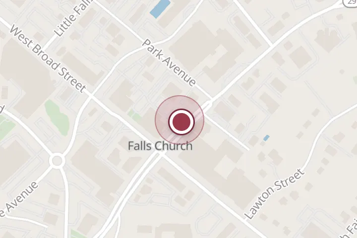 Street map around 125 N Washington St Ste 100, Falls Church, with a pin at Congressional Home Buyers