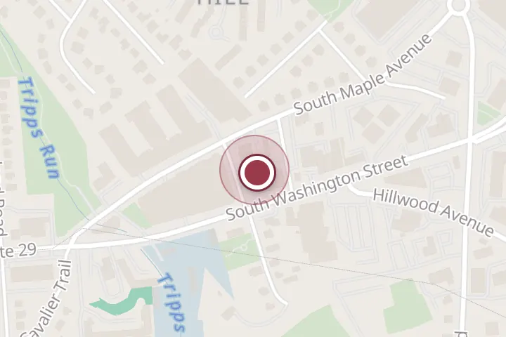 Street map around 442 S Washington St, Falls Church, with a pin at Corral Restaurant Lounge & Cafe
