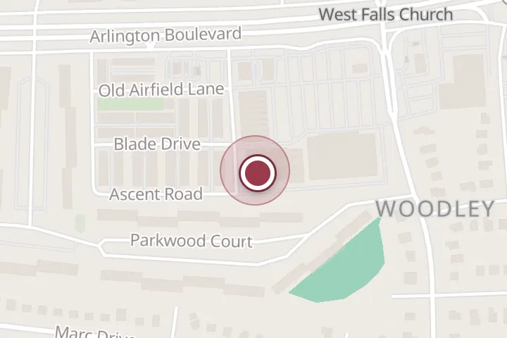 Street map around 7259 Arlington Blvd, Falls Church, with a pin at Cristina Grande Salon and Nails