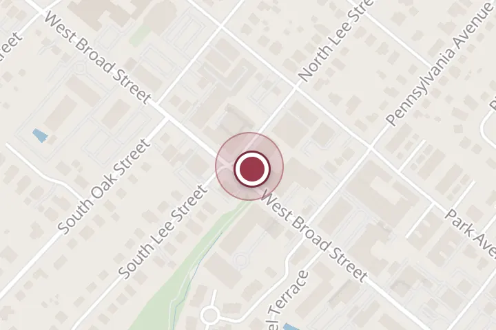Street map around 502 W Broad St #5, Falls Church, with a pin at Cuates Grill