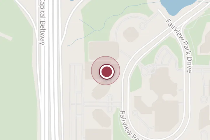 Street map around 3120 Fairview Park Dr #86, Falls Church, with a pin at Darren & Sons Carpet Care