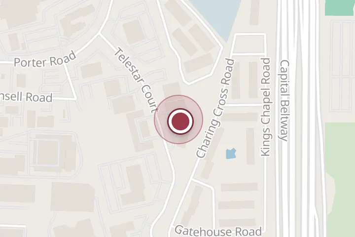 Street map around 2933 Telestar Ct, Falls Church, with a pin at Deehan Landscaping Inc.