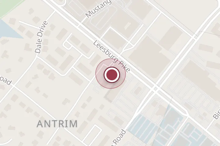 Street map around 7121 Leesburg Pike Ste 201, Falls Church, with a pin at Doll Haus Beautique Salon & Medspa
