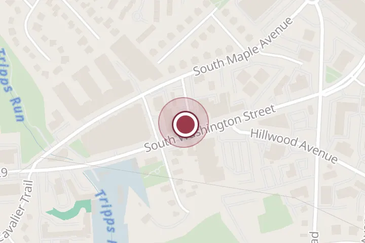 Street map around 438 S Washington St #15, Falls Church, with a pin at Domino's Pizza