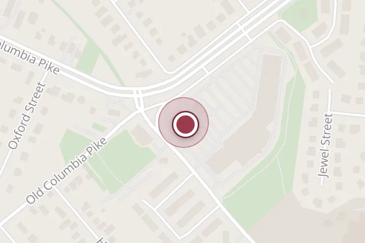 Street map around 6357 Columbia Pike, Falls Church, with a pin at Domino's Pizza