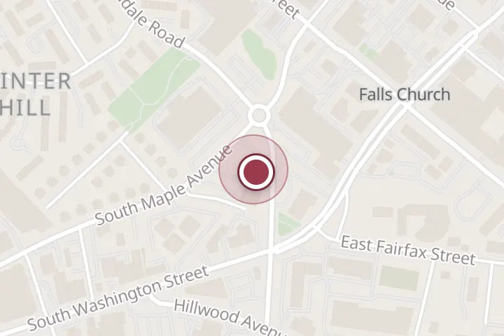 Street map around 500 W Annandale Rd, Falls Church, with a pin at Dr. Richard Chang
