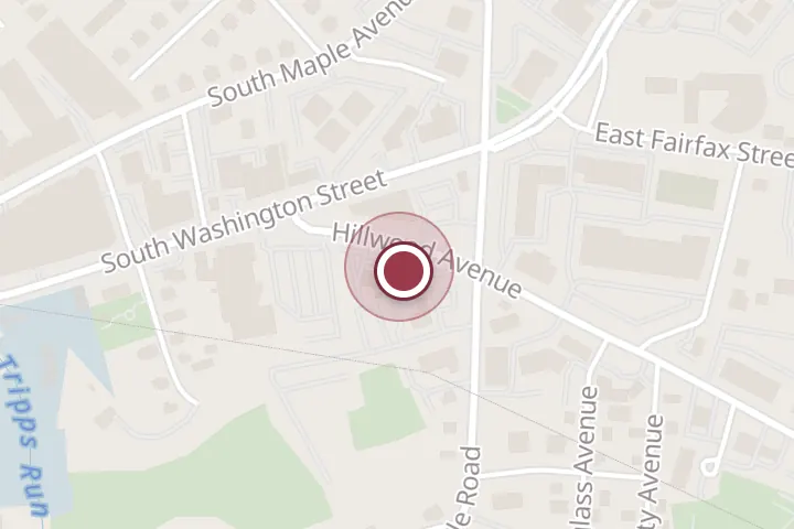 Street map around 30 Hillwood Ave, Falls Church, with a pin at Drive European