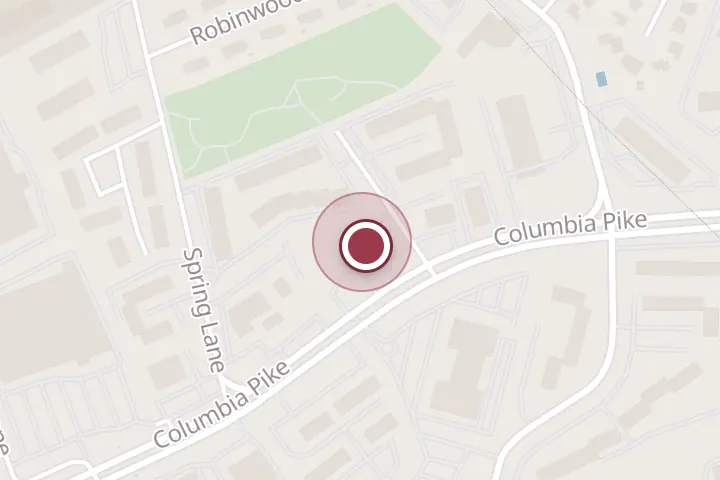 Street map around 3420 Carlyn Hill Dr, Falls Church, with a pin at Duccini's Pizza